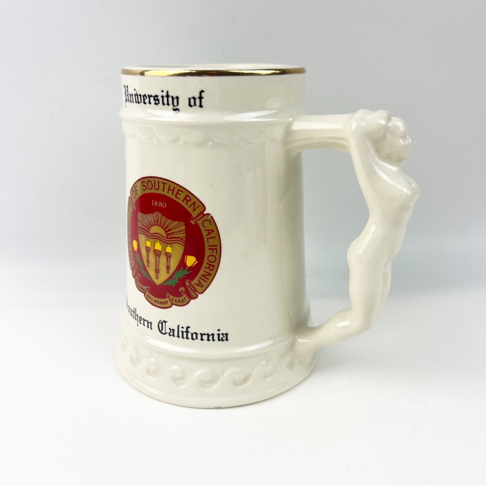 Vtg University of Southern California Mug Stein USC Trojan Woman Body Risqué EUC